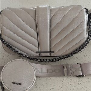 Aldo Taupe Quilted Crossbody Bag